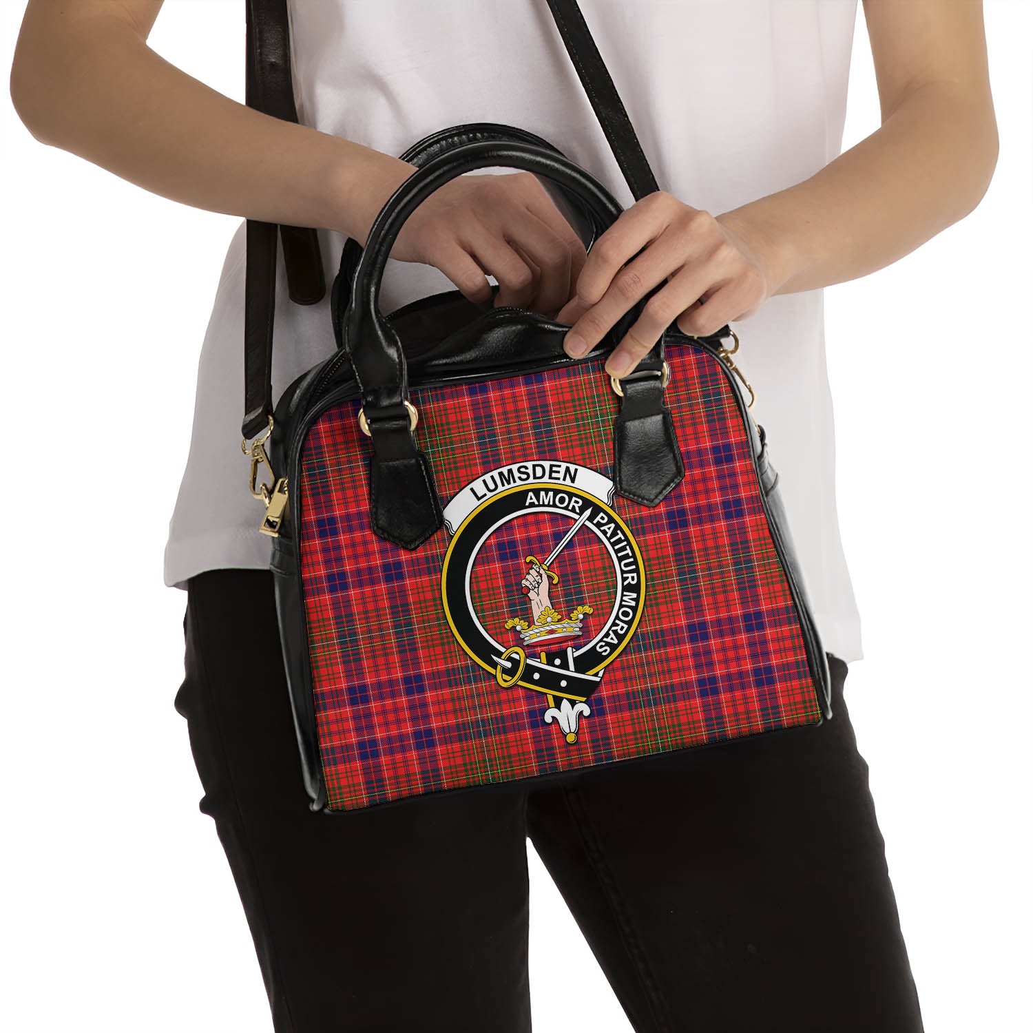 Lumsden Modern Tartan Shoulder Handbags with Family Crest - Tartanvibesclothing