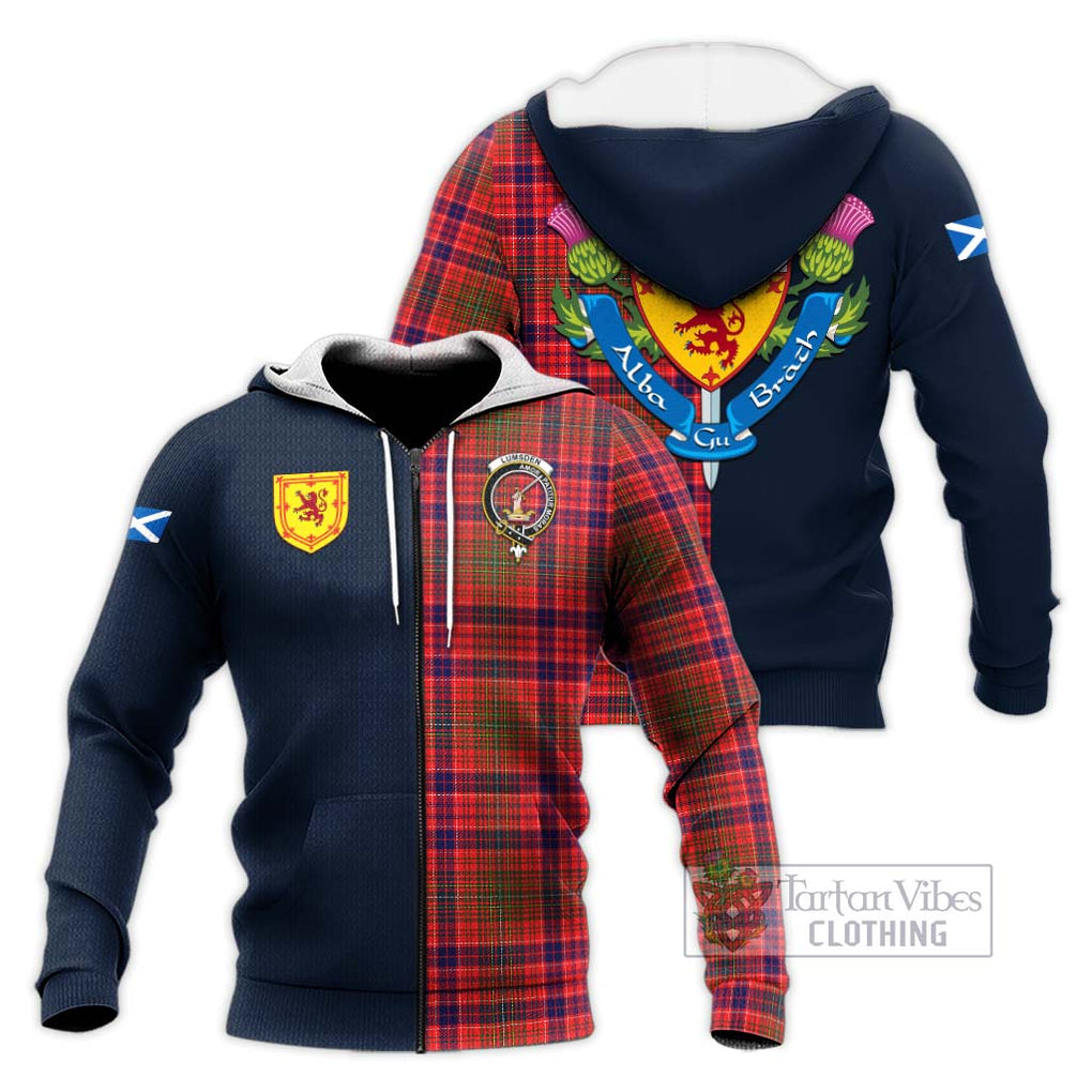 Tartan Vibes Clothing Lumsden Modern Tartan Knitted Hoodie with Scottish Lion Royal Arm Half Style