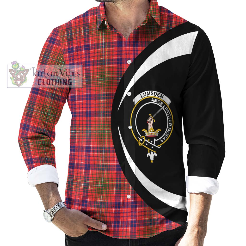 Lumsden Modern Tartan Long Sleeve Button Up with Family Crest Circle Style - Tartan Vibes Clothing