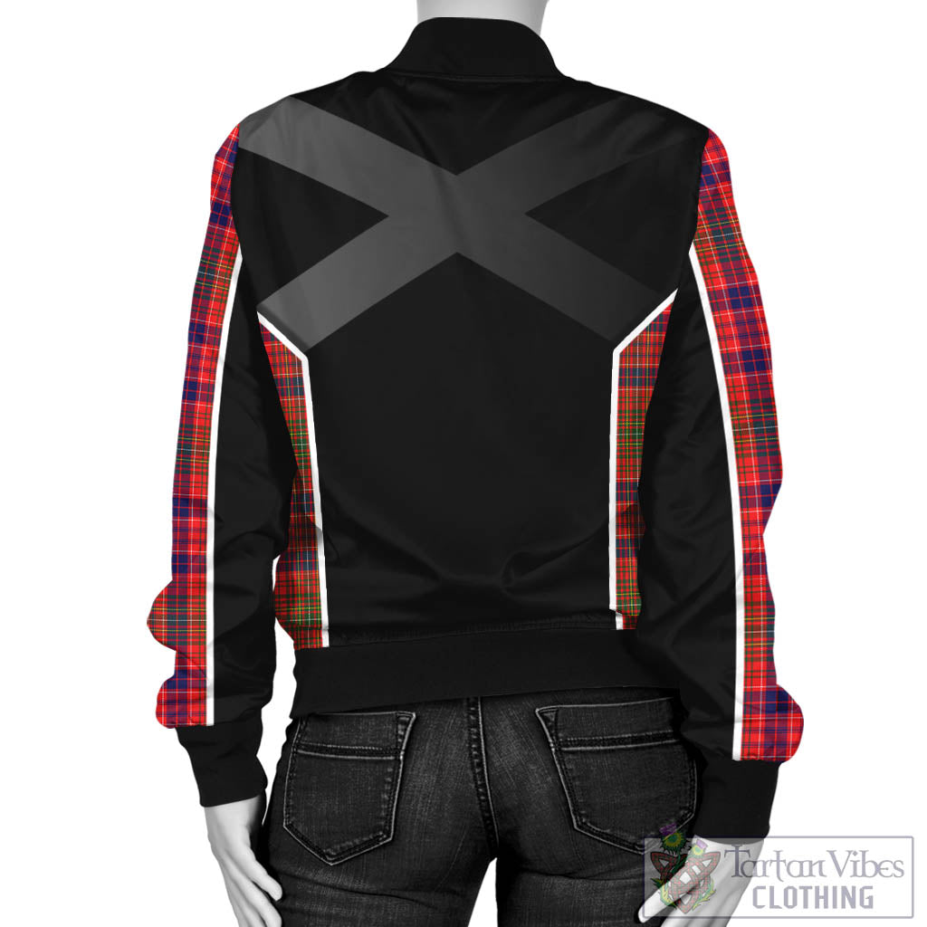 Tartan Vibes Clothing Lumsden Modern Tartan Bomber Jacket with Family Crest and Scottish Thistle Vibes Sport Style