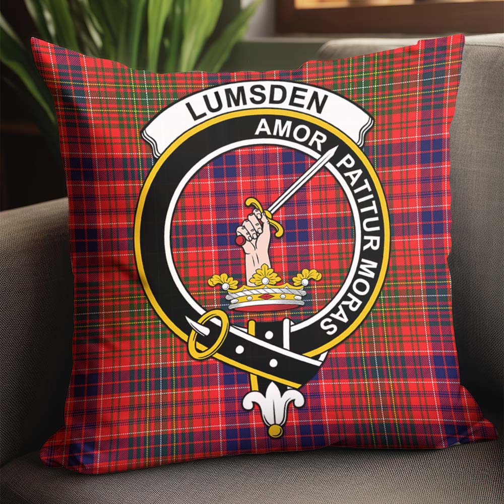 Lumsden Modern Tartan Pillow Cover with Family Crest - Tartanvibesclothing