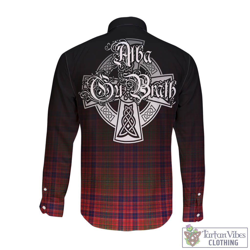 Tartan Vibes Clothing Lumsden Modern Tartan Long Sleeve Button Up Featuring Alba Gu Brath Family Crest Celtic Inspired