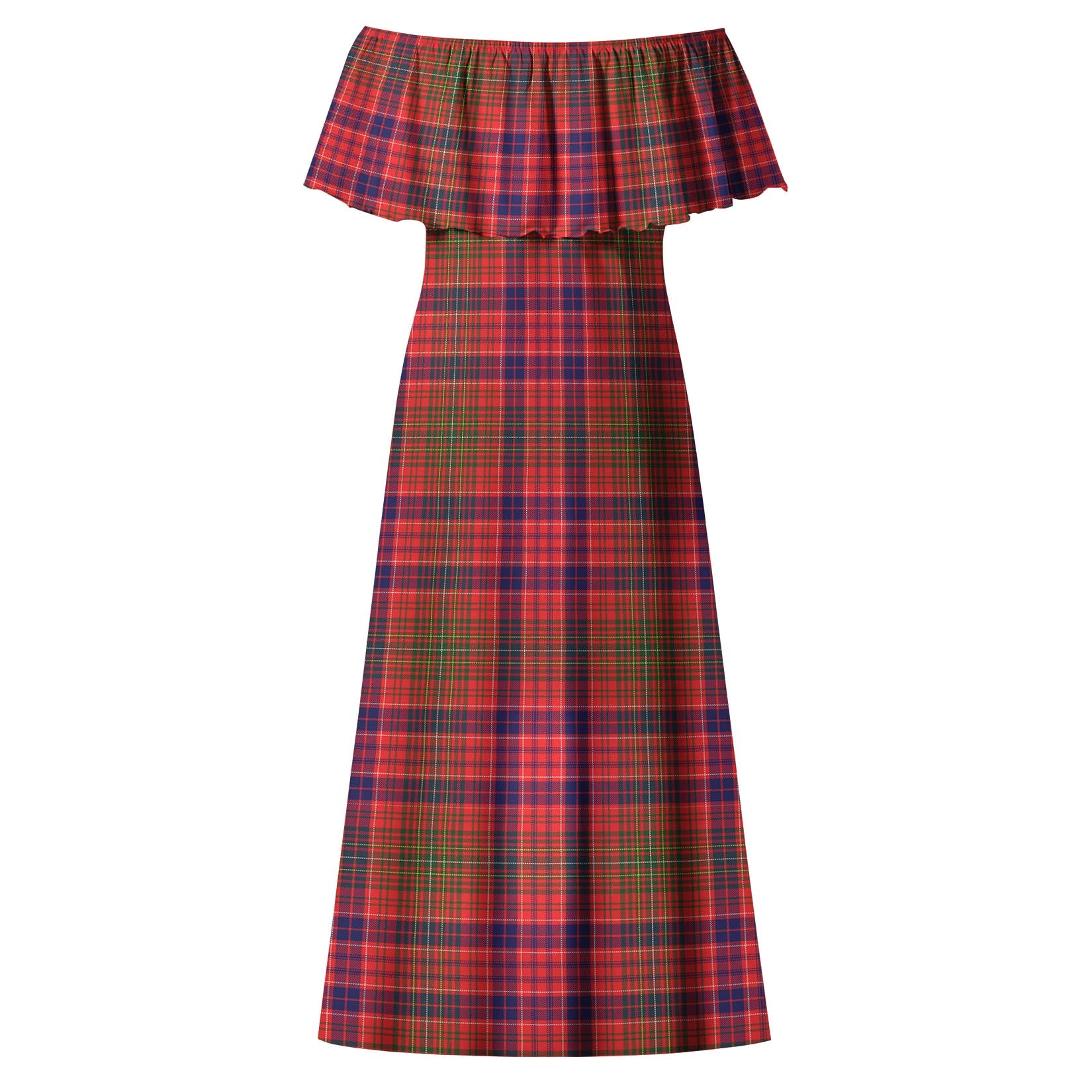 Lumsden Modern Tartan Off Shoulder Long Dress - Tartanvibesclothing