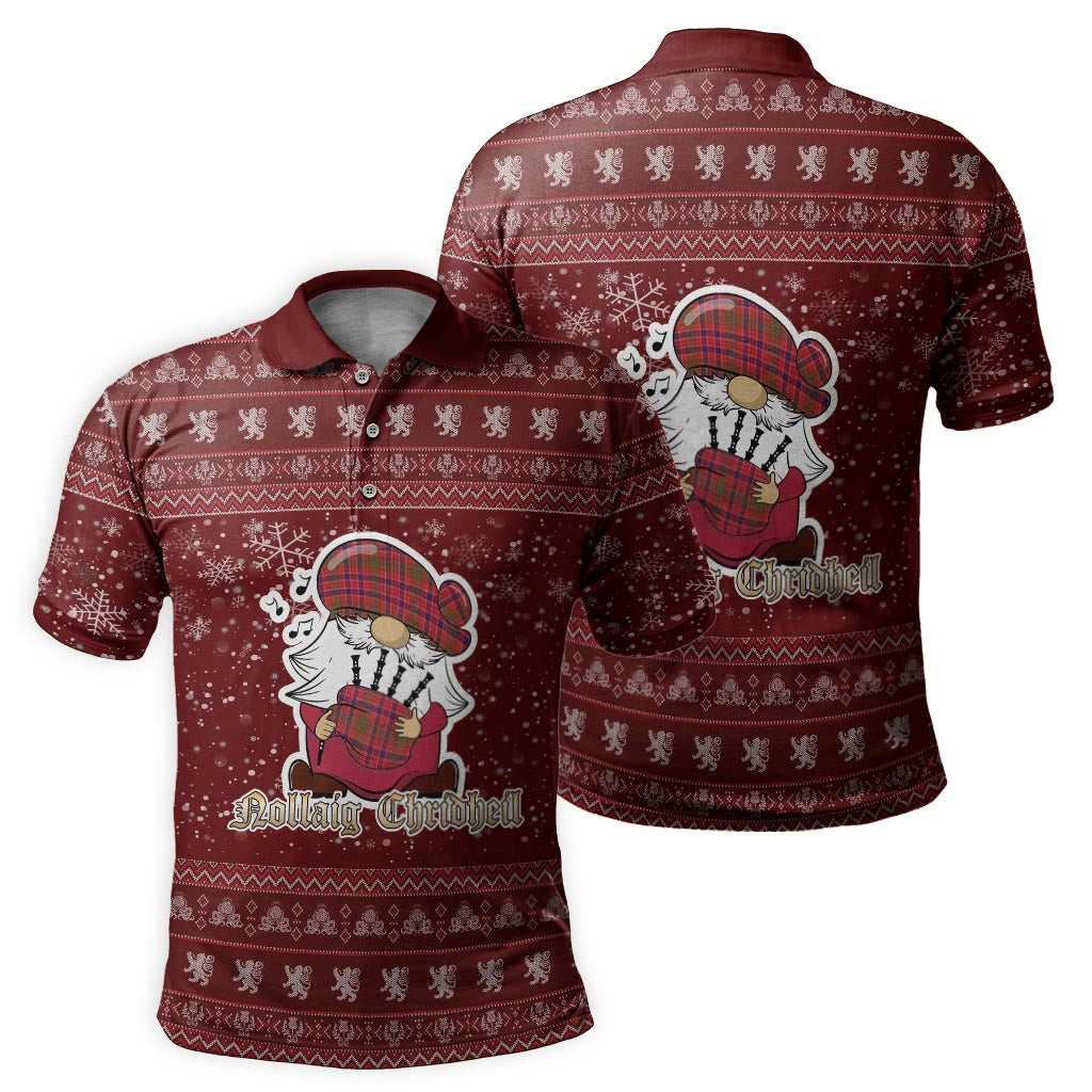 Lumsden Modern Clan Christmas Family Polo Shirt with Funny Gnome Playing Bagpipes - Tartanvibesclothing