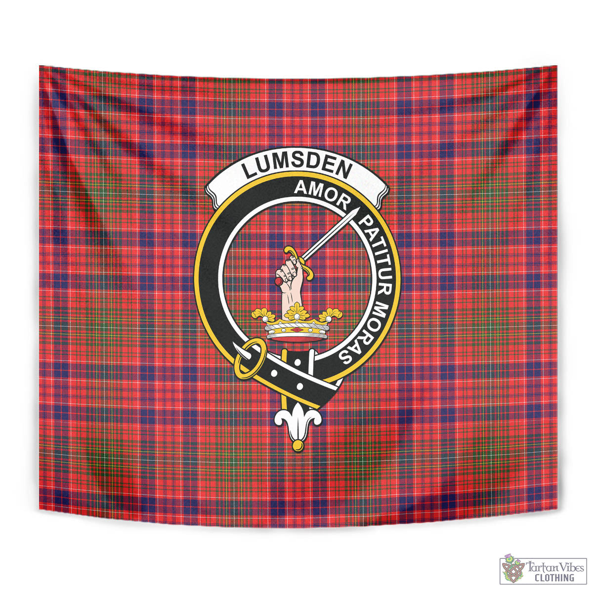 Tartan Vibes Clothing Lumsden Modern Tartan Tapestry Wall Hanging and Home Decor for Room with Family Crest