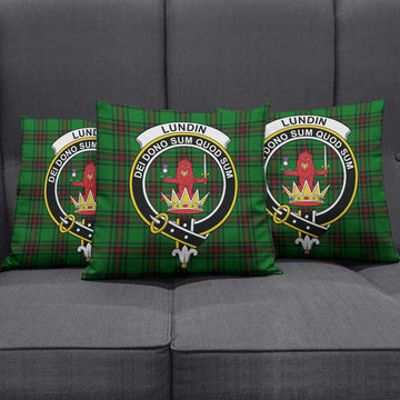 Lundin Tartan Pillow Cover with Family Crest