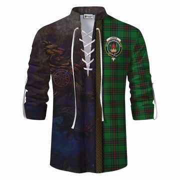 Lundin Tartan Family Crest Ghillie Kilt Shirt Alba Gu Brath Be Brave Lion Ancient Style Men - Tartan Vibes Clothing