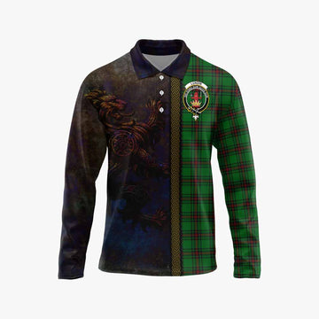 Lundin Tartan Family Crest Long Sleeve Polo Shirt Alba Gu Brath Be Brave Lion Ancient Style Unisex - Tartan Vibes Clothing