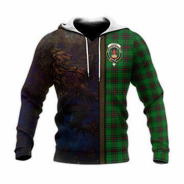 Lundin Tartan Family Crest Knitted Hoodie Alba Gu Brath Be Brave Lion Ancient Style Unisex Knitted Pullover Hoodie - Tartan Vibes Clothing