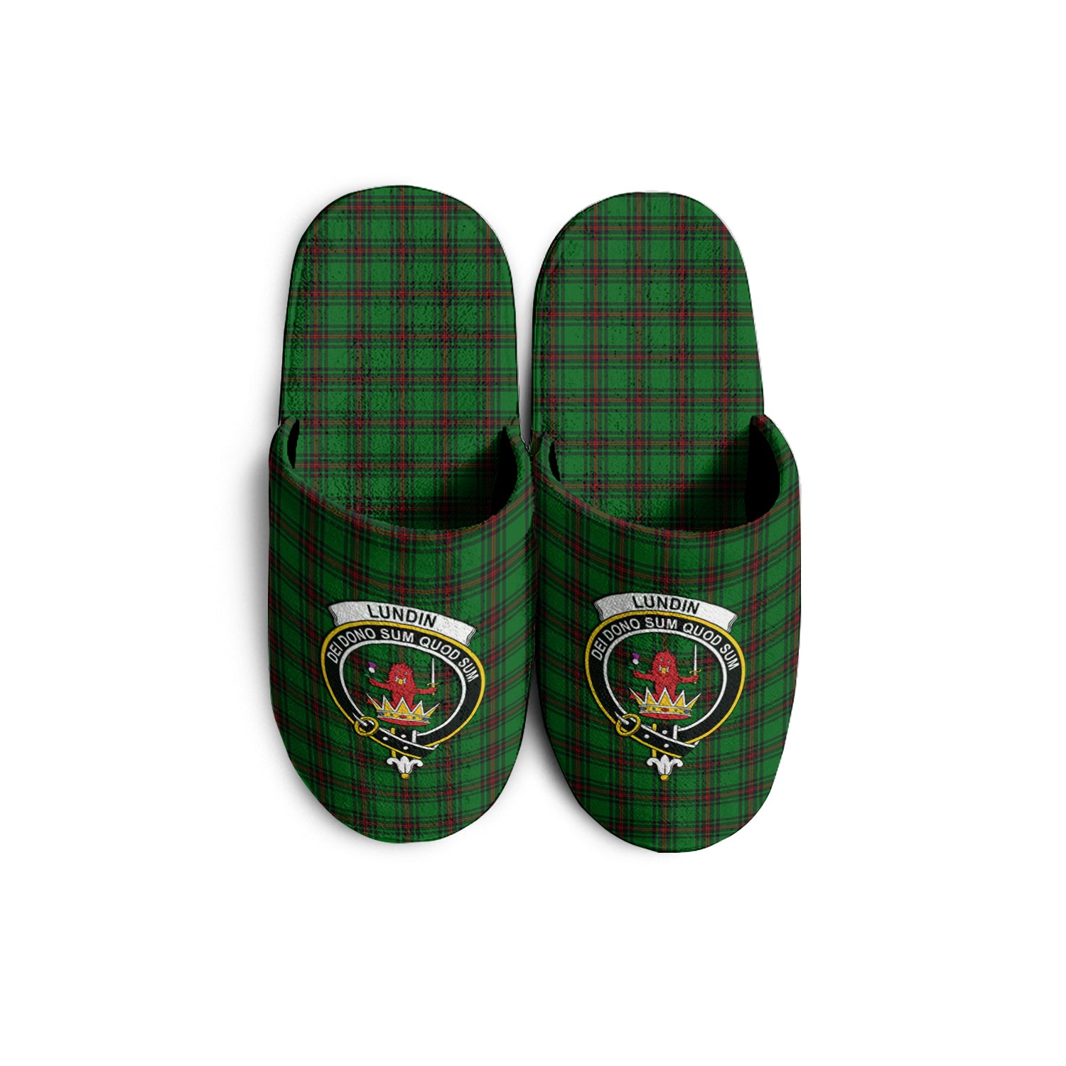 Lundin Tartan Home Slippers with Family Crest - Tartanvibesclothing