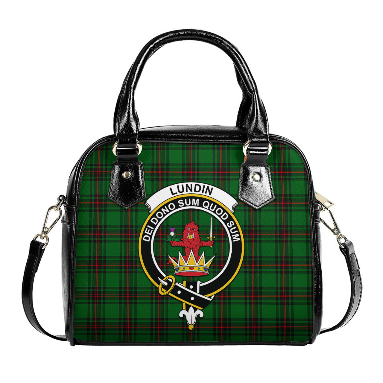 Lundin Tartan Shoulder Handbags with Family Crest One Size 6*25*22 cm - Tartanvibesclothing