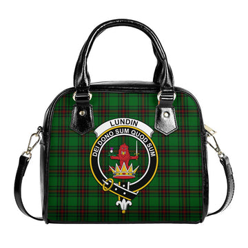 Lundin Tartan Shoulder Handbags with Family Crest