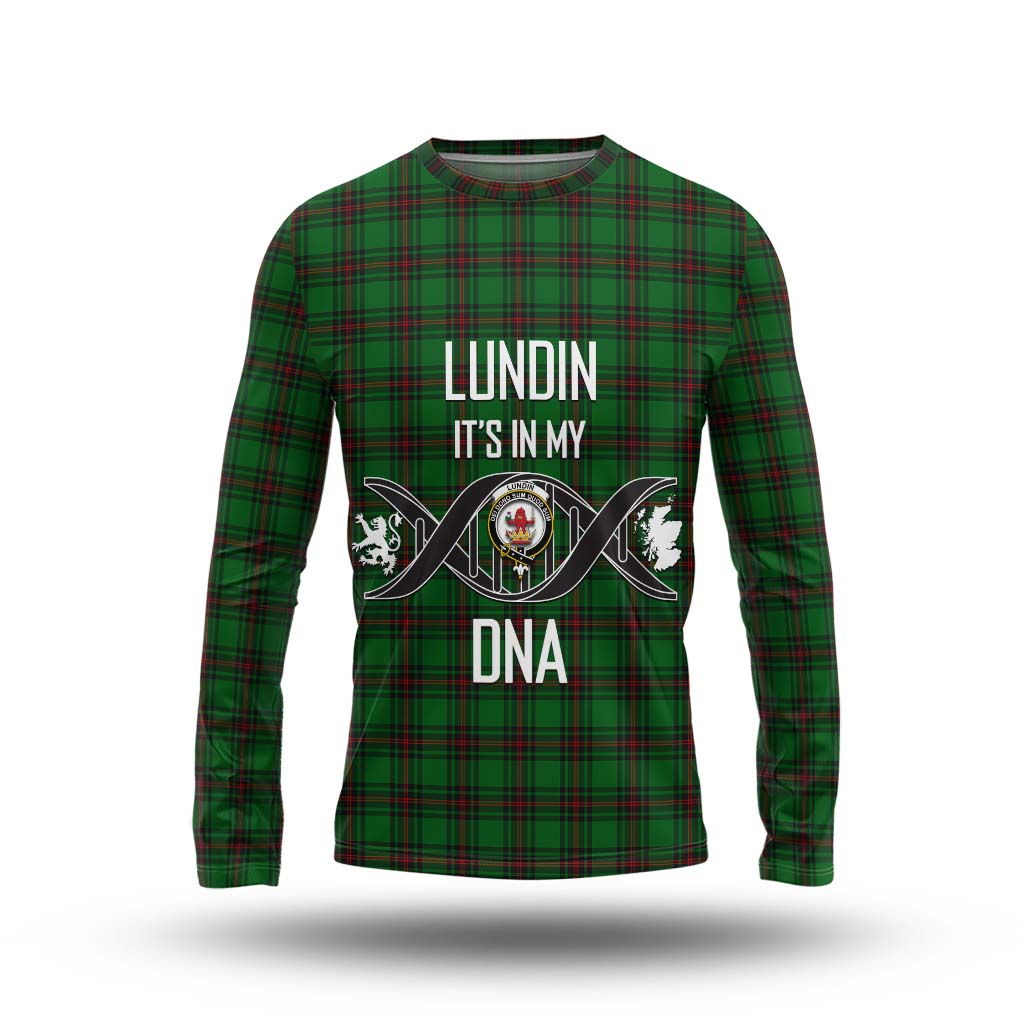 Tartan Vibes Clothing Lundin Tartan Long Sleeve T-Shirt with Family Crest DNA In Me Style