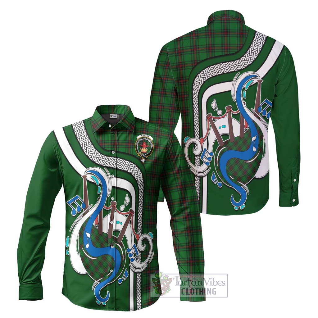 Tartan Vibes Clothing Lundin Tartan Long Sleeve Button Shirt with Epic Bagpipe Style