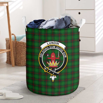 Lundin Tartan Laundry Basket with Family Crest
