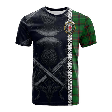 Lundin Tartan Cotton T-shirt with Family Crest Cross Sword Thistle Celtic Vibes Kid's Shirt - Tartan Vibes Clothing