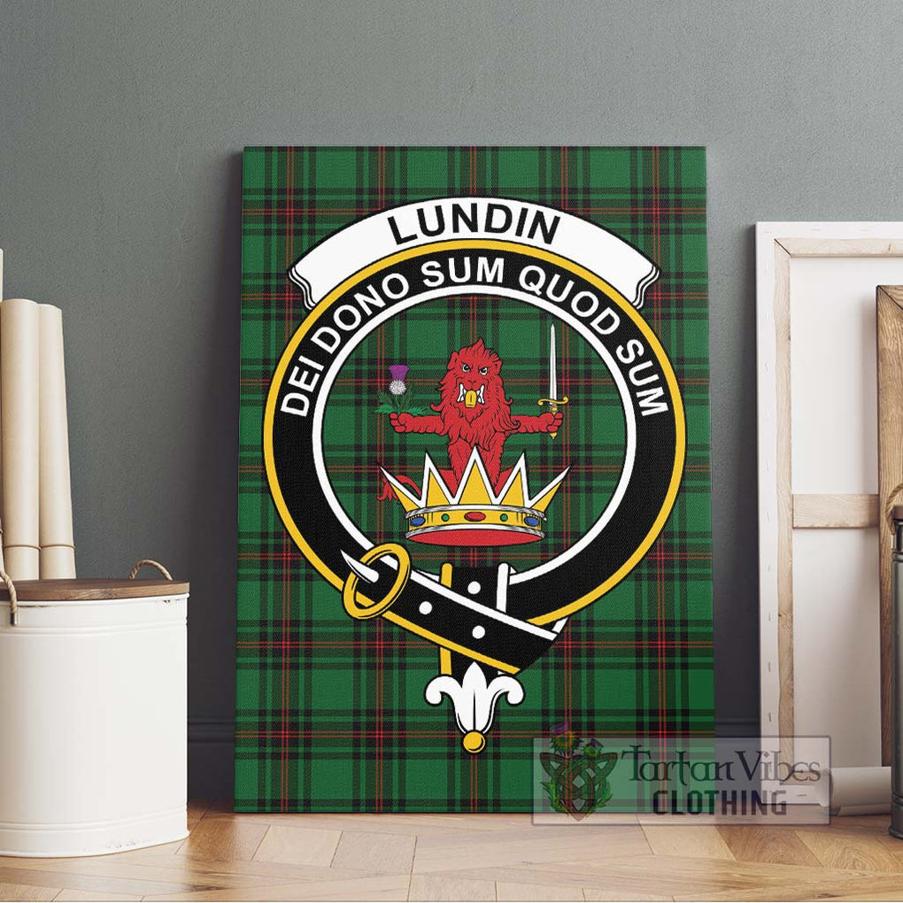 Lundin Tartan Canvas Print Wall Art with Family Crest Without Frame - Tartan Vibes Clothing