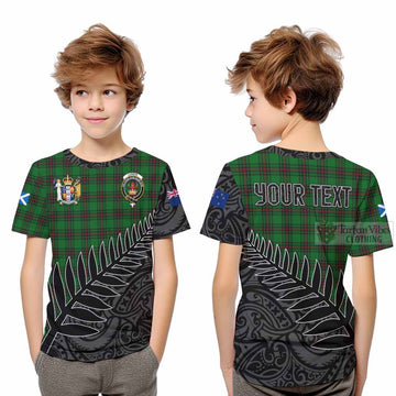 Lundin Crest Tartan Kid T-Shirt with New Zealand Silver Fern Half Style Youth XL Size14 - Tartan Vibes Clothing