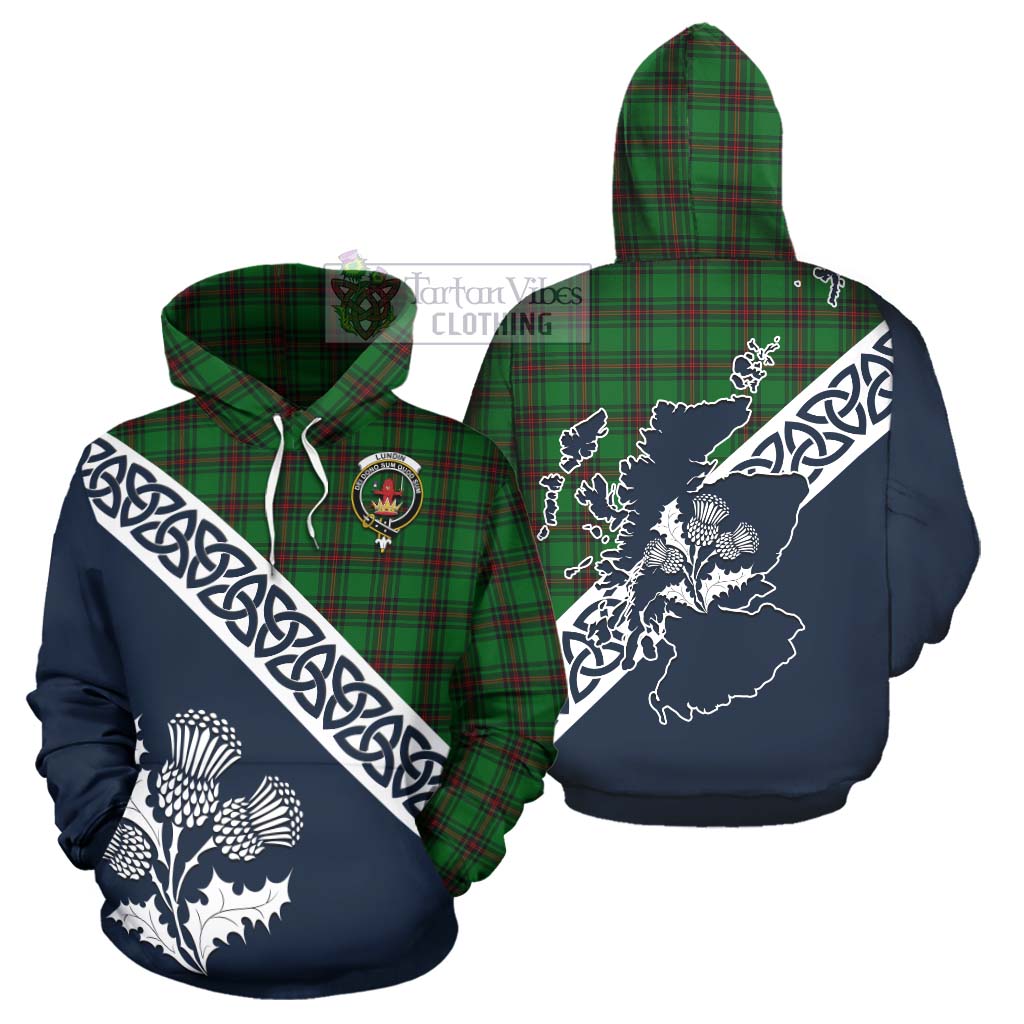 Tartan Vibes Clothing Lundin Tartan Hoodie Featuring Thistle and Scotland Map