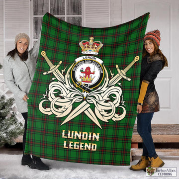Lundin Tartan Blanket with Clan Crest and the Golden Sword of Courageous Legacy