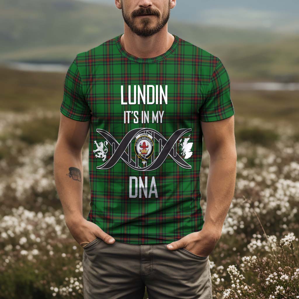 Tartan Vibes Clothing Lundin Tartan T-Shirt with Family Crest DNA In Me Style