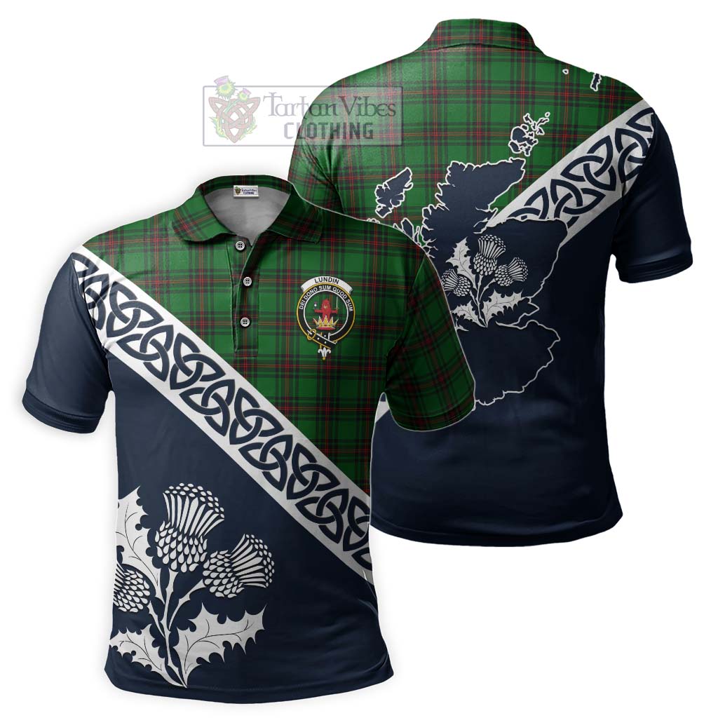 Tartan Vibes Clothing Lundin Tartan Polo Shirt Featuring Thistle and Scotland Map