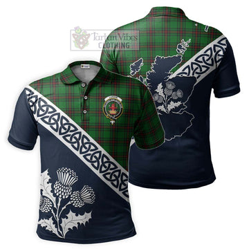 Lundin Tartan Polo Shirt Featuring Thistle and Scotland Map