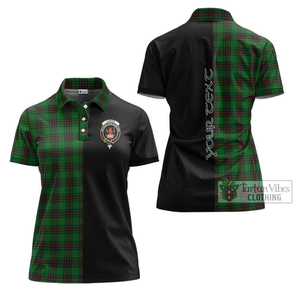 Tartan Vibes Clothing Lundin Tartan Women's Polo Shirt with Family Crest and Half Of Me Style