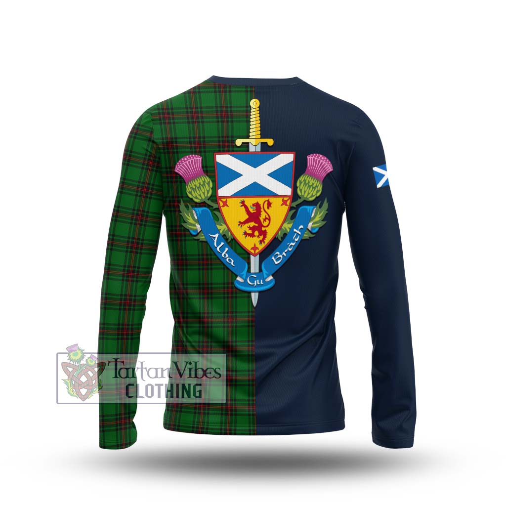 Tartan Vibes Clothing Lundin Tartan Long Sleeve T-Shirt with Scottish Lion Royal Arm Half Style