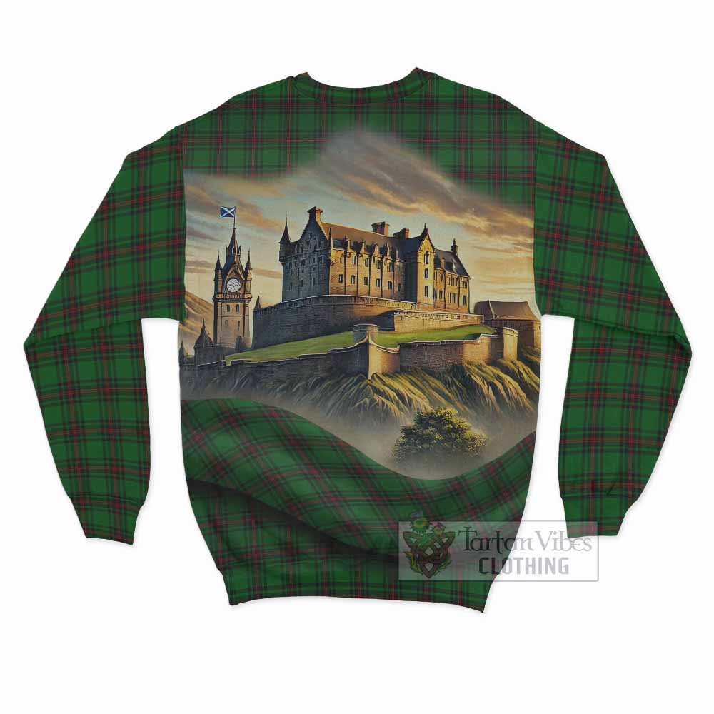 Lundin Tartan Family Crest Sweatshirt with Scottish Ancient Castle Style - Tartan Vibes Clothing