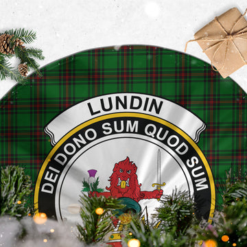 Lundin Tartan Christmas Tree Skirt with Family Crest