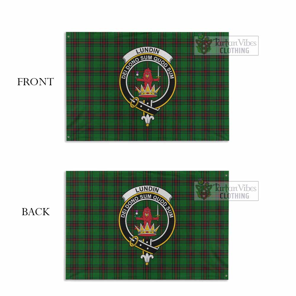 Tartan Vibes Clothing Lundin Tartan House Flag with Family Crest