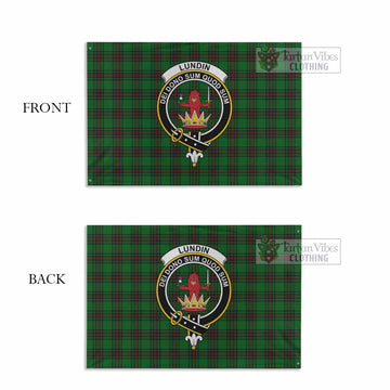 Lundin Tartan House Flag with Family Crest