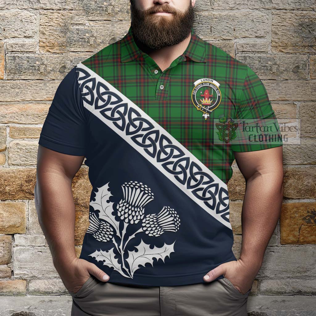 Tartan Vibes Clothing Lundin Tartan Polo Shirt Featuring Thistle and Scotland Map