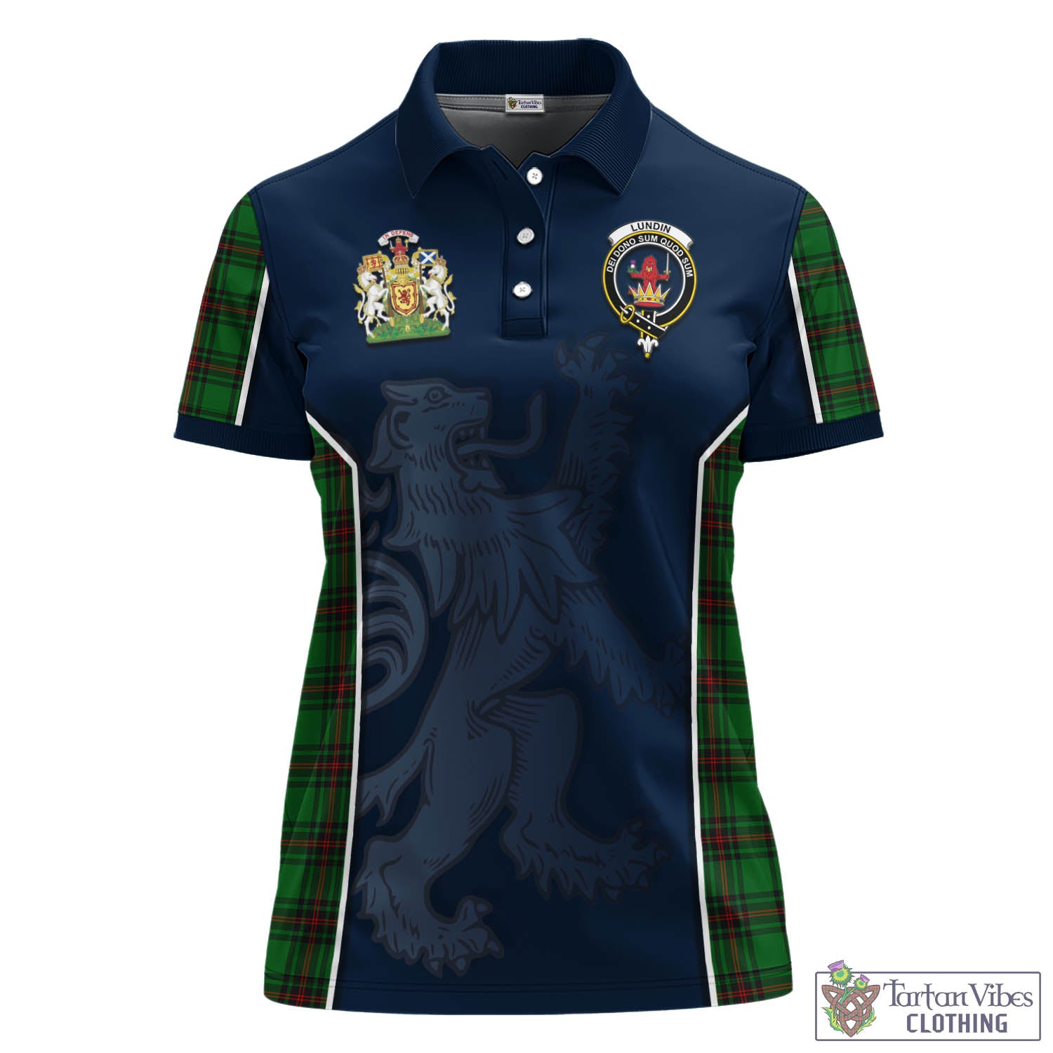 Lundin Tartan Women's Polo Shirt with Family Crest and Lion Rampant Vibes Sport Style - Tartan Vibes Clothing