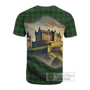 Lundin Tartan Family Crest Cotton T-shirt with Scottish Ancient Castle Style - Tartan Vibes Clothing