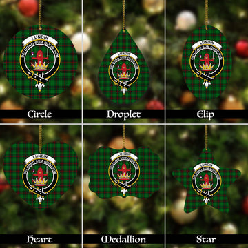 Lundin Tartan Christmas Ornaments with Family Crest
