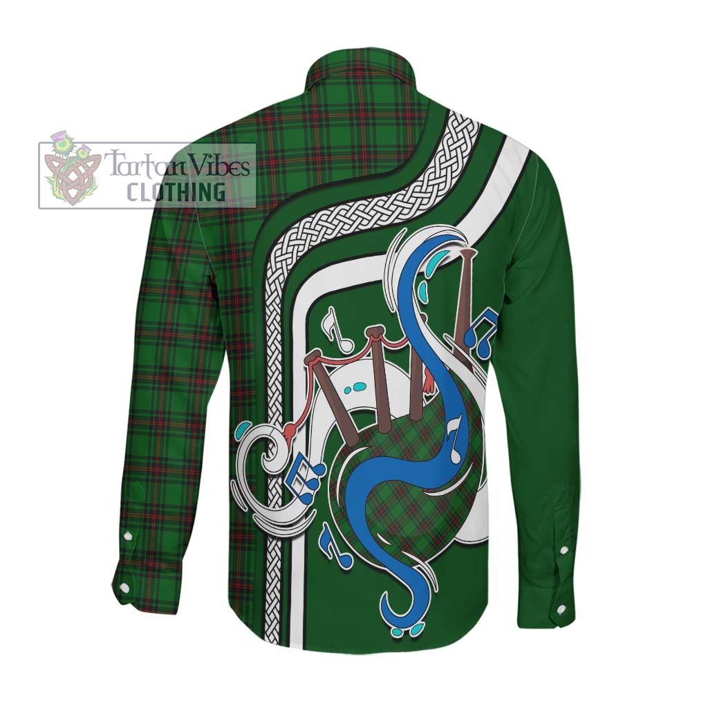 Tartan Vibes Clothing Lundin Tartan Long Sleeve Button Shirt with Epic Bagpipe Style