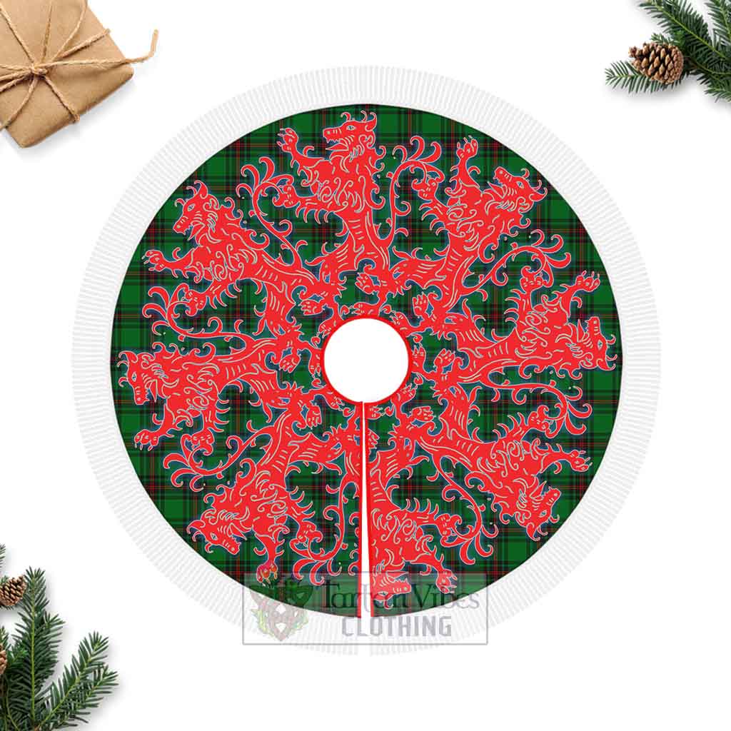 Lundin Tartan Christmas Tree Skirt Lion Rampant Style Fringed Tree Skirts - Tartan Vibes Clothing