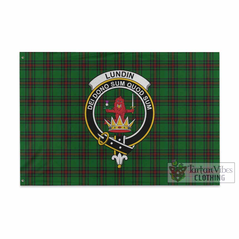 Tartan Vibes Clothing Lundin Tartan House Flag with Family Crest