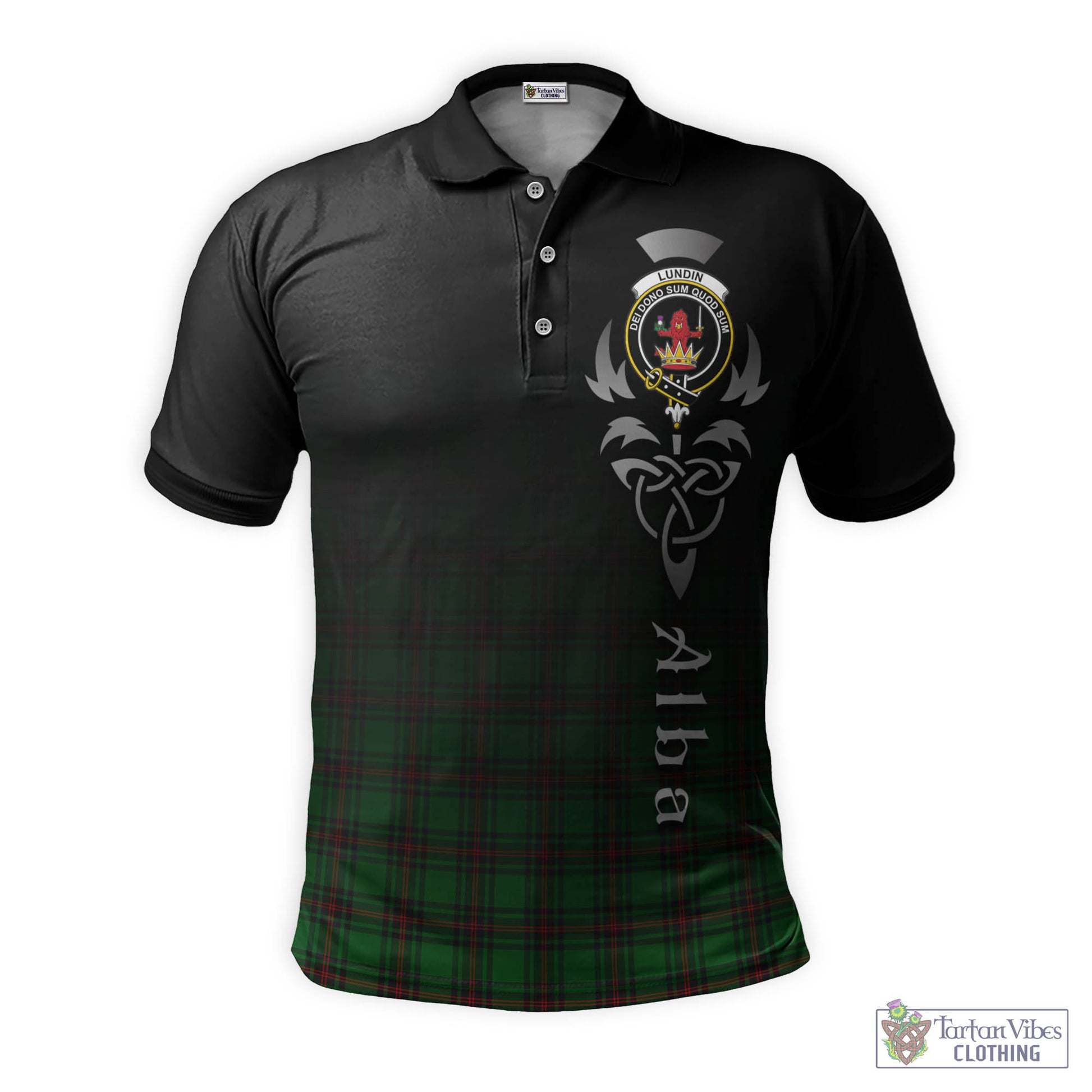 Tartan Vibes Clothing Lundin Tartan Polo Shirt Featuring Alba Gu Brath Family Crest Celtic Inspired