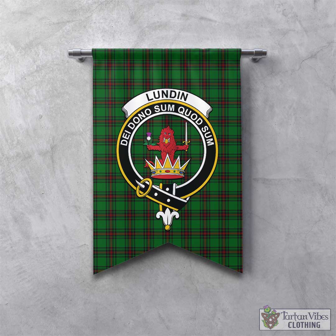 Tartan Vibes Clothing Lundin Tartan Gonfalon, Tartan Banner with Family Crest