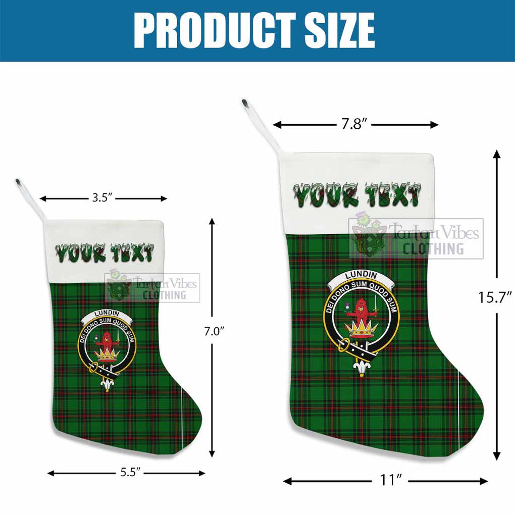 Lundin Tartan Family Crest Christmas Stocking with Personalized Text - Tartan Vibes Clothing