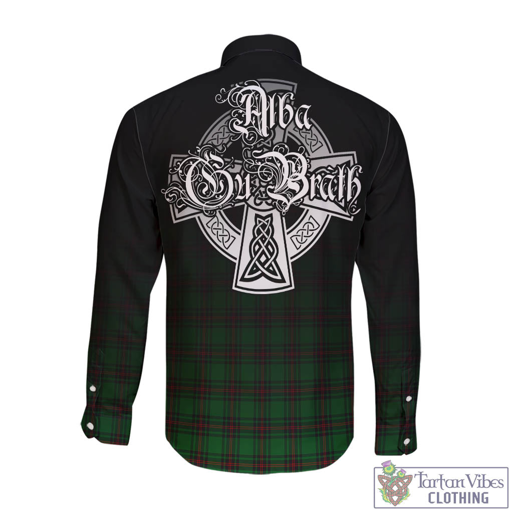 Tartan Vibes Clothing Lundin Tartan Long Sleeve Button Up Featuring Alba Gu Brath Family Crest Celtic Inspired