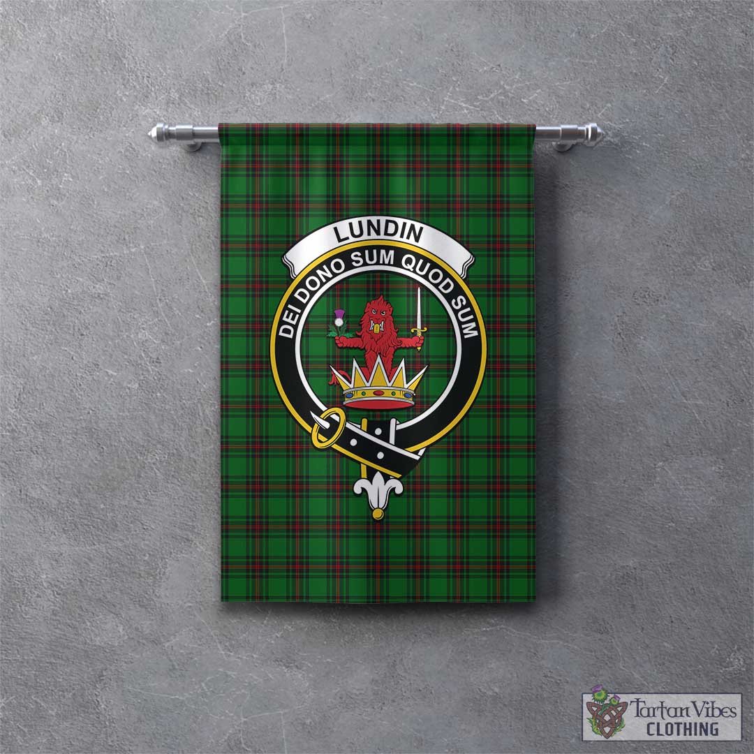 Tartan Vibes Clothing Lundin Tartan Gonfalon, Tartan Banner with Family Crest