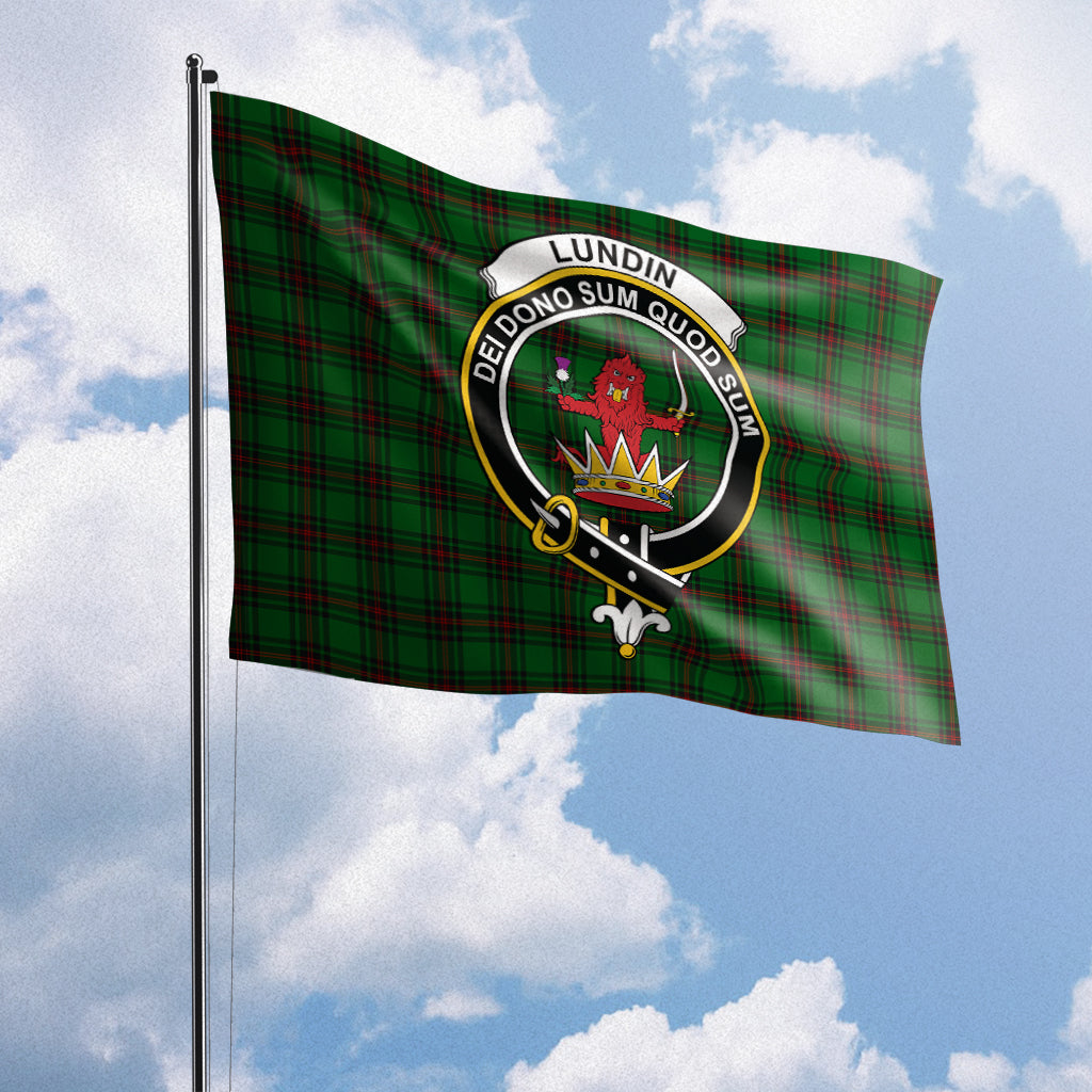 Lundin Tartan Flag with Family Crest House Flag (Horizontal) - Tartan Vibes Clothing