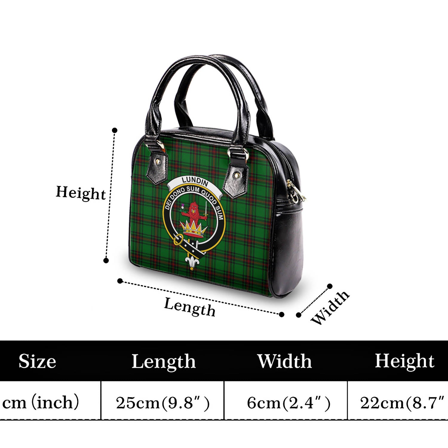 Lundin Tartan Shoulder Handbags with Family Crest - Tartanvibesclothing