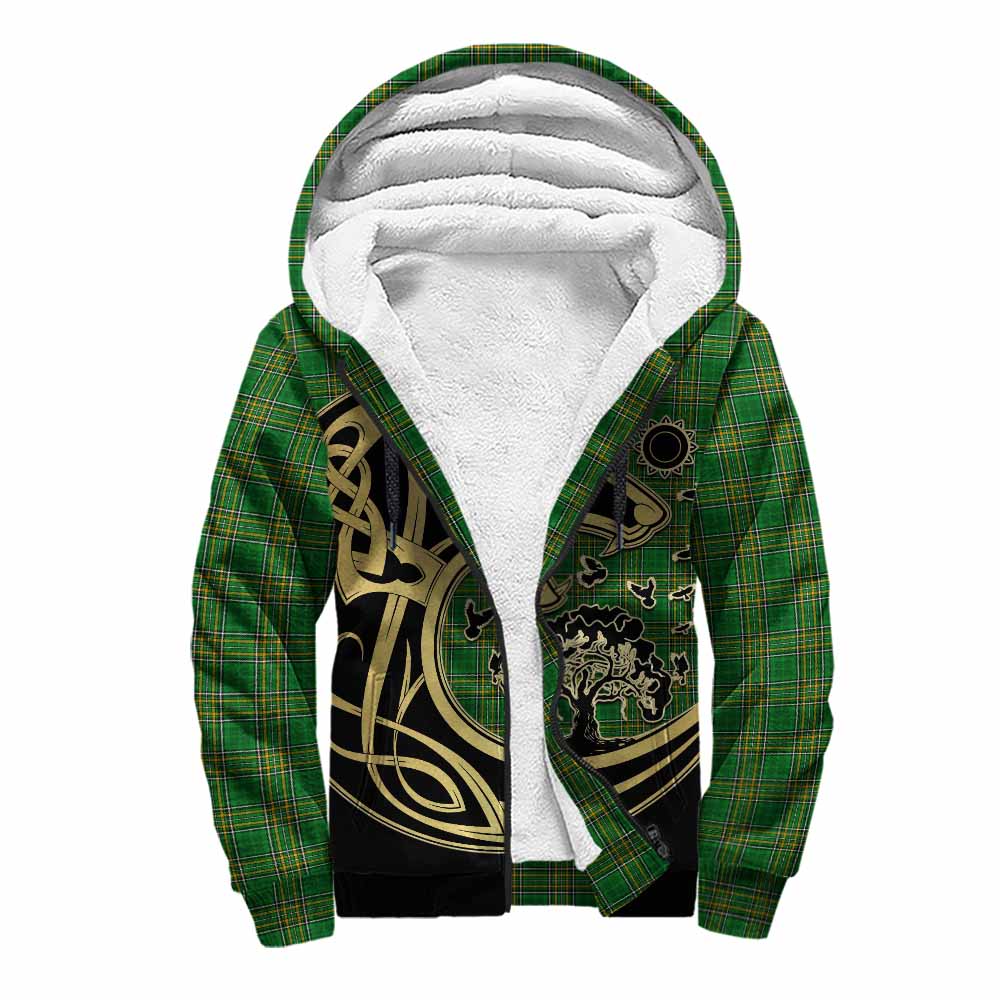 Lydon Irish Tartan Sherpa Hoodie with Coat of Arms Celtic Wolf Style Unisex S - Tartan Vibes Clothing