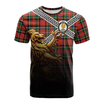 Lyle Crest Tartan Cotton T-shirt with Golden Lion Emblem Celtic Style Kid's Shirt - Tartan Vibes Clothing
