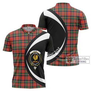 Lyle Tartan Zipper Polo Shirt with Family Crest Circle Style